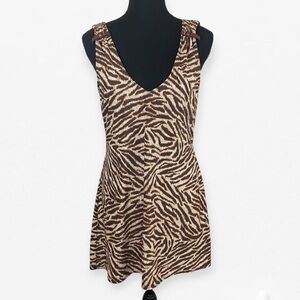 MICHAEL Michael Kors Brown Animal Print Swim Dress Cover Tunic Top L